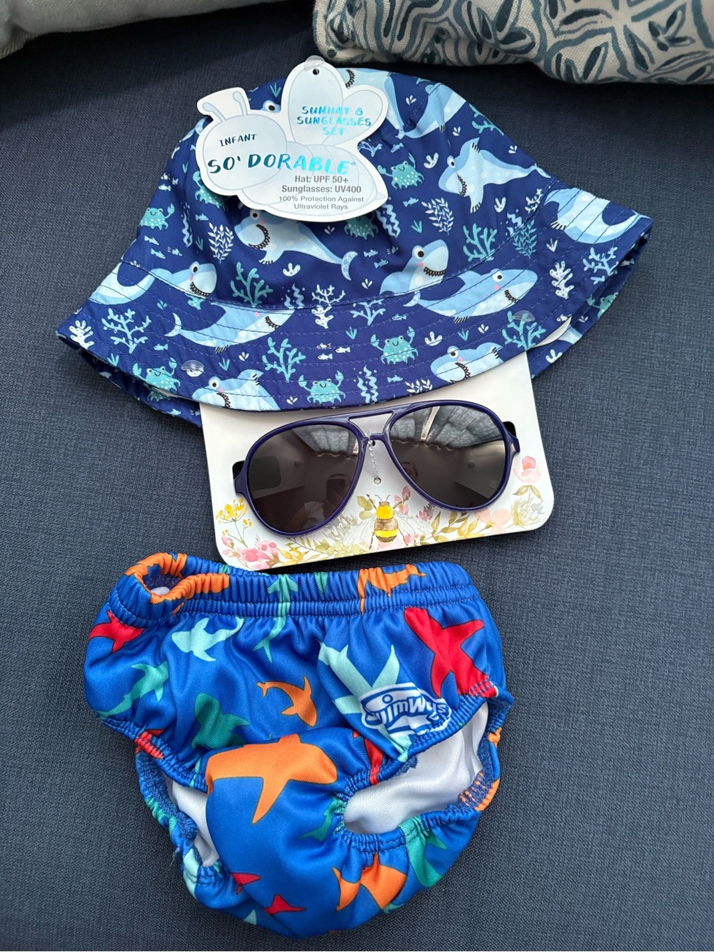 💙🩵🏝️ Baby Swim Diaper, Hat and Sunglasses 🕶️